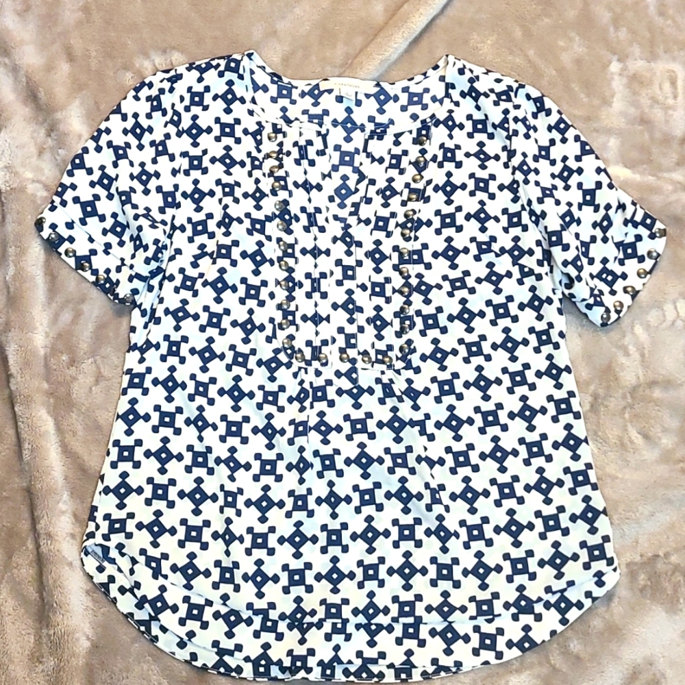 Studded Short Sleeve Blouse